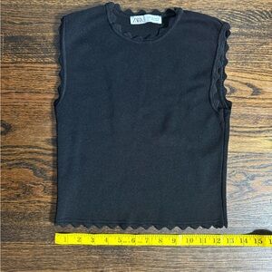 Zara Black Ruffle Trim Top